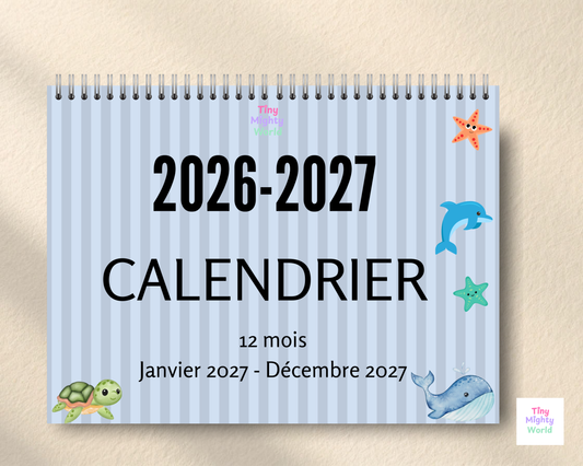 2027 Monthly Wall Calendar - Sea Animal | Cute & Functional Family Planner