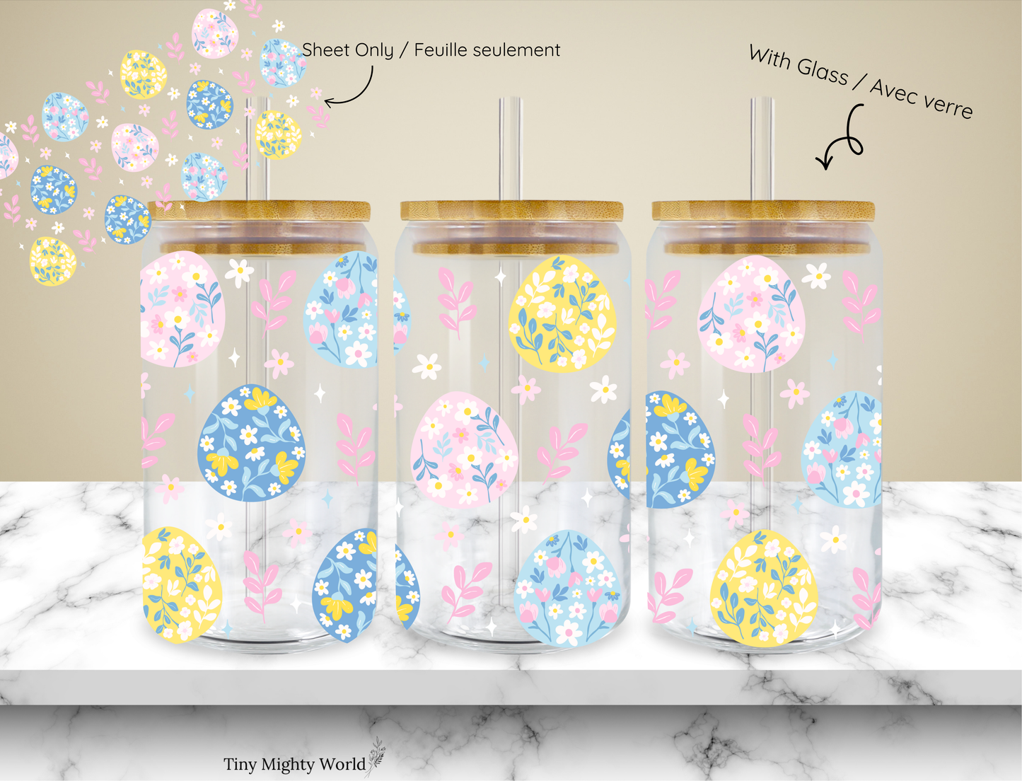 UV DTF Decal or Glass Cup – 16oz Cup or Transfer Sheet Option - EASTER LIMITED