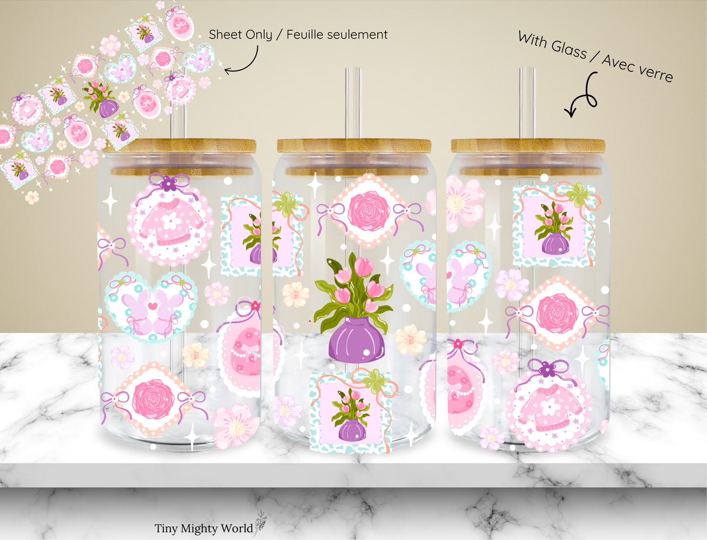 UV DTF Decal or Glass Cup – 16oz Cup or Transfer Sheet Option - EASTER LIMITED