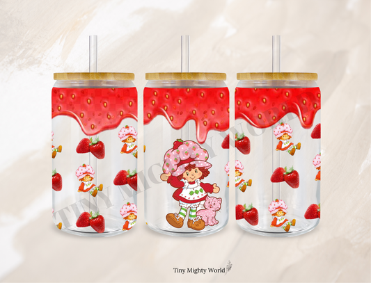 UV DTF Decal or Glass Cup – 16oz Cup or Transfer Sheet Option – Strawberry Girl Shortcake