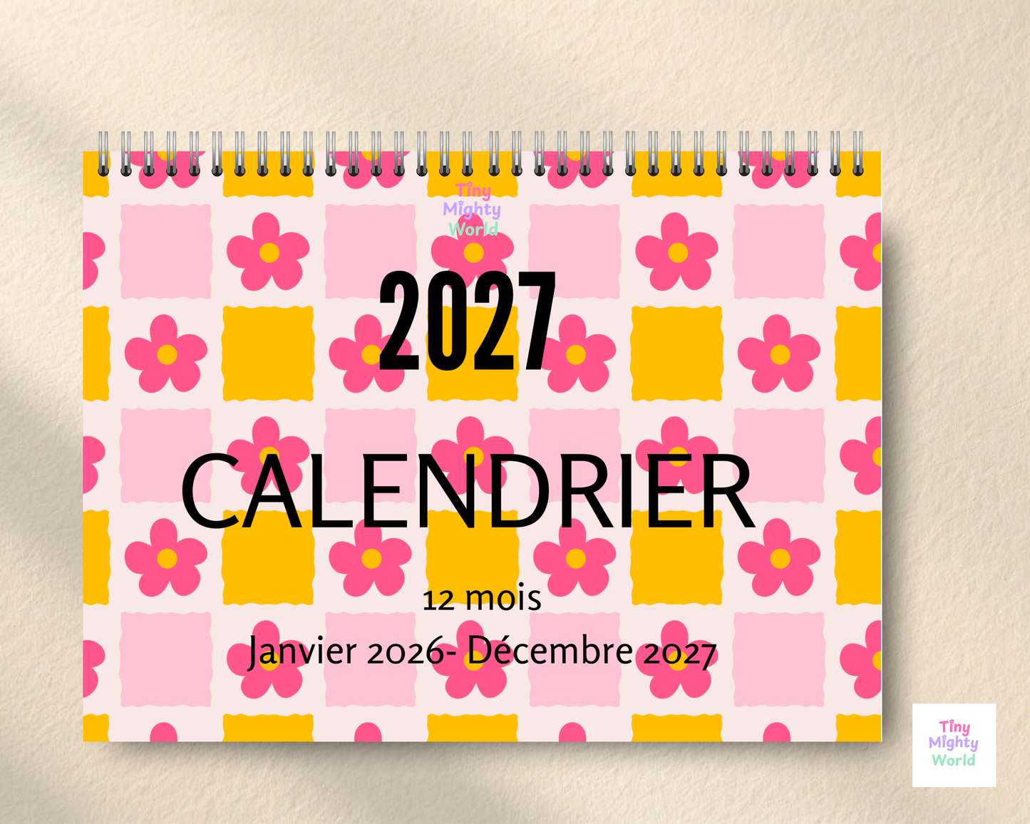 2027 Monthly Wall Calendar - Retro Flower | Cute & Functional Family Planner