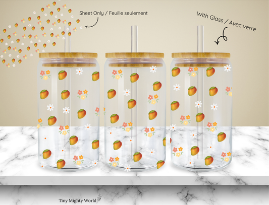 UV DTF Decal or Glass Cup – 16oz Cup or Transfer Sheet Option - Mango flowers Collection 2026