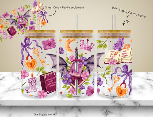 UV DTF Decal or Glass Cup – 16oz Cup or Transfer Sheet Option - Books Dragon Moon Collection 2026