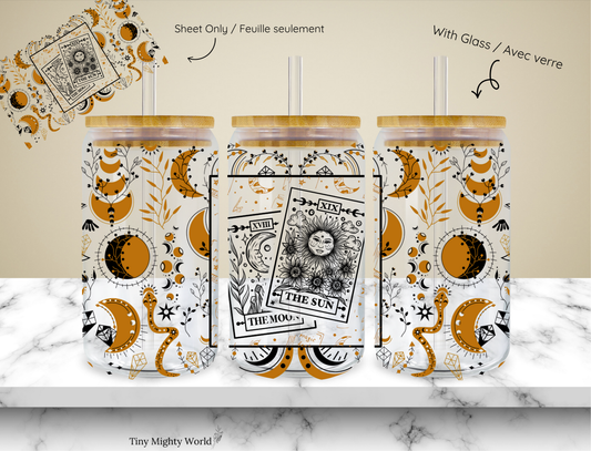UV DTF Decal or Glass Cup – 16oz Cup or Transfer Sheet Option –  Tarot Card - The Moon