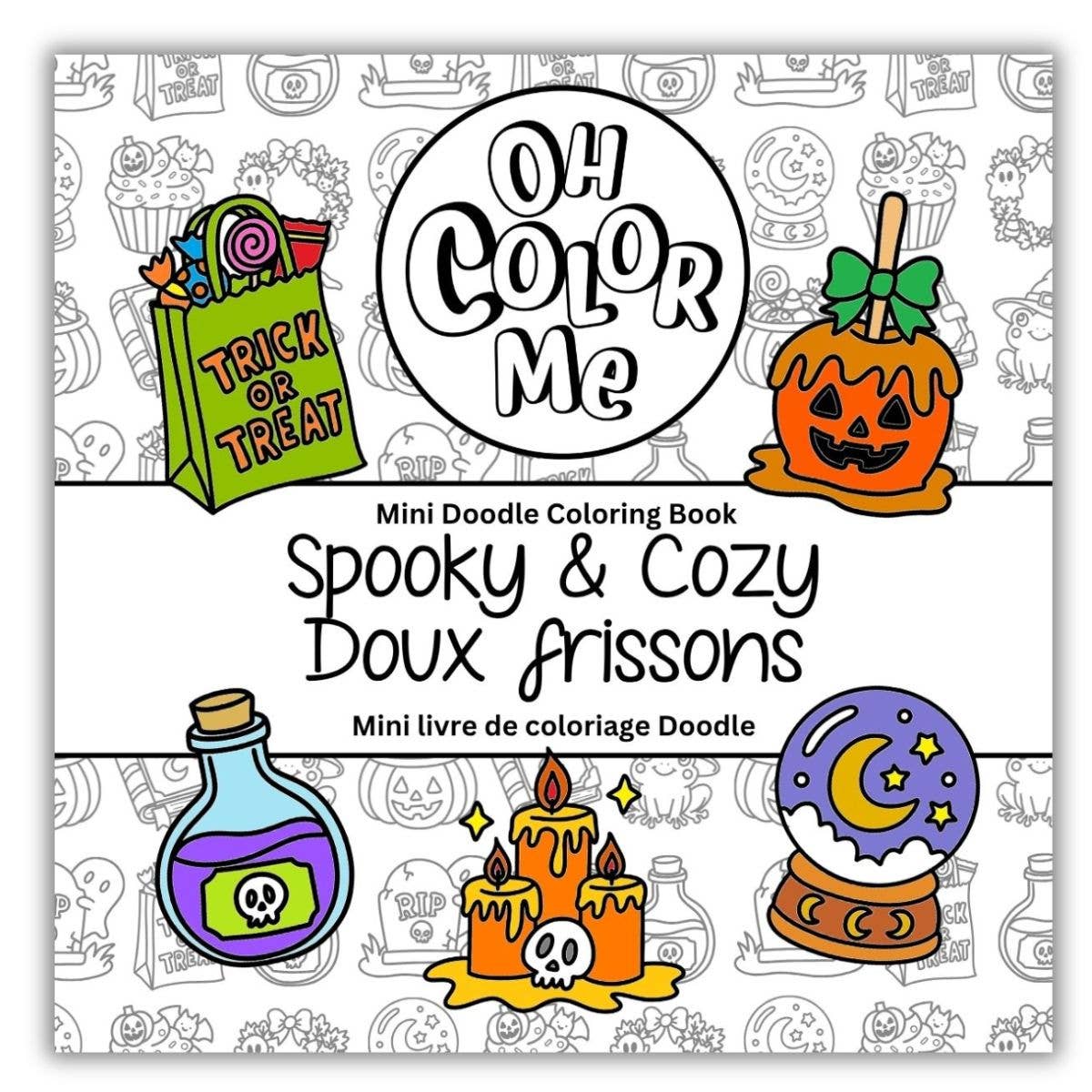 Mini livre de coloriage Halloween - Effrayant et douillet, cadeau pour les amoureux des livres