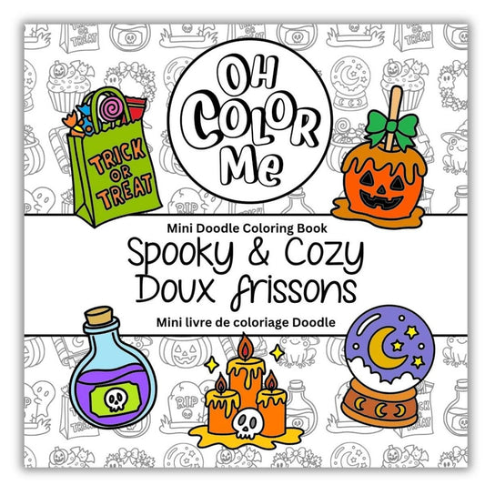 Mini livre de coloriage Halloween - Effrayant et douillet, cadeau pour les amoureux des livres