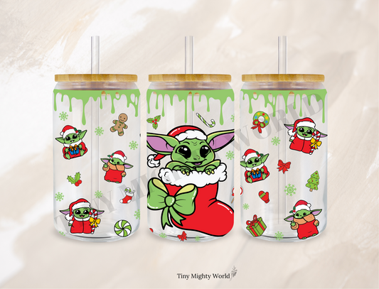 UVDTF TRANSFER CUP WRAP - RTS - Baby Yoda Christmas