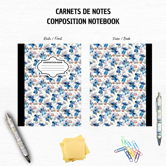 Blue Alien - Composition Notebook – 7x10 inches, 100 Lined Pages – Trendy Stationery