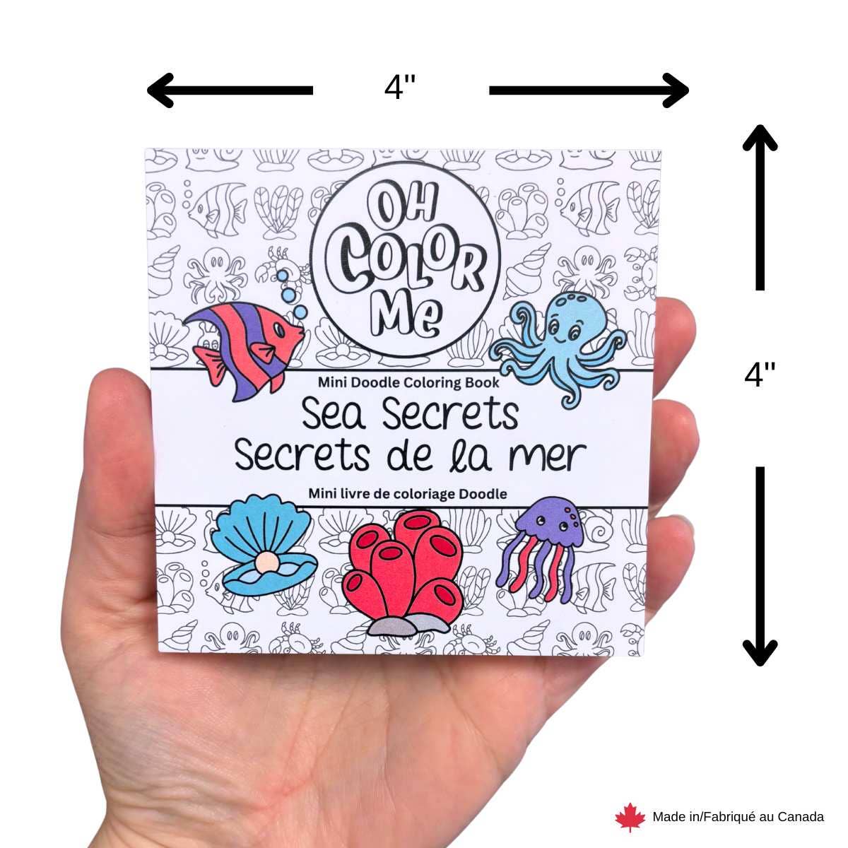 Mini livre de coloriage «Secrets de la mer», 4"x4", cadeaux pour bas de Noël
