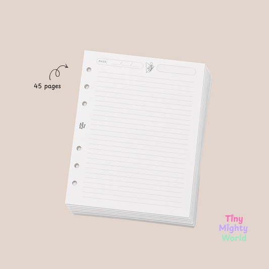 A5 Lined Notes Inserts | 6-Ring Planner Refill