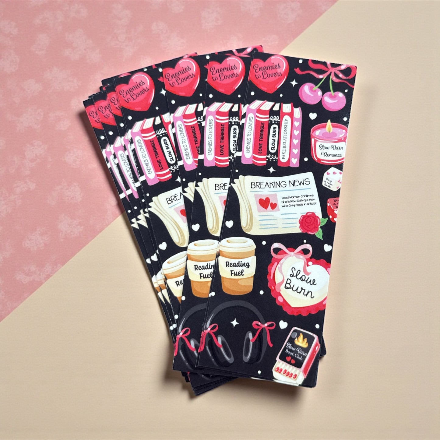 Dark Romance Fiction Black Red- Decorative Bookmark – For Book & Planner Lovers