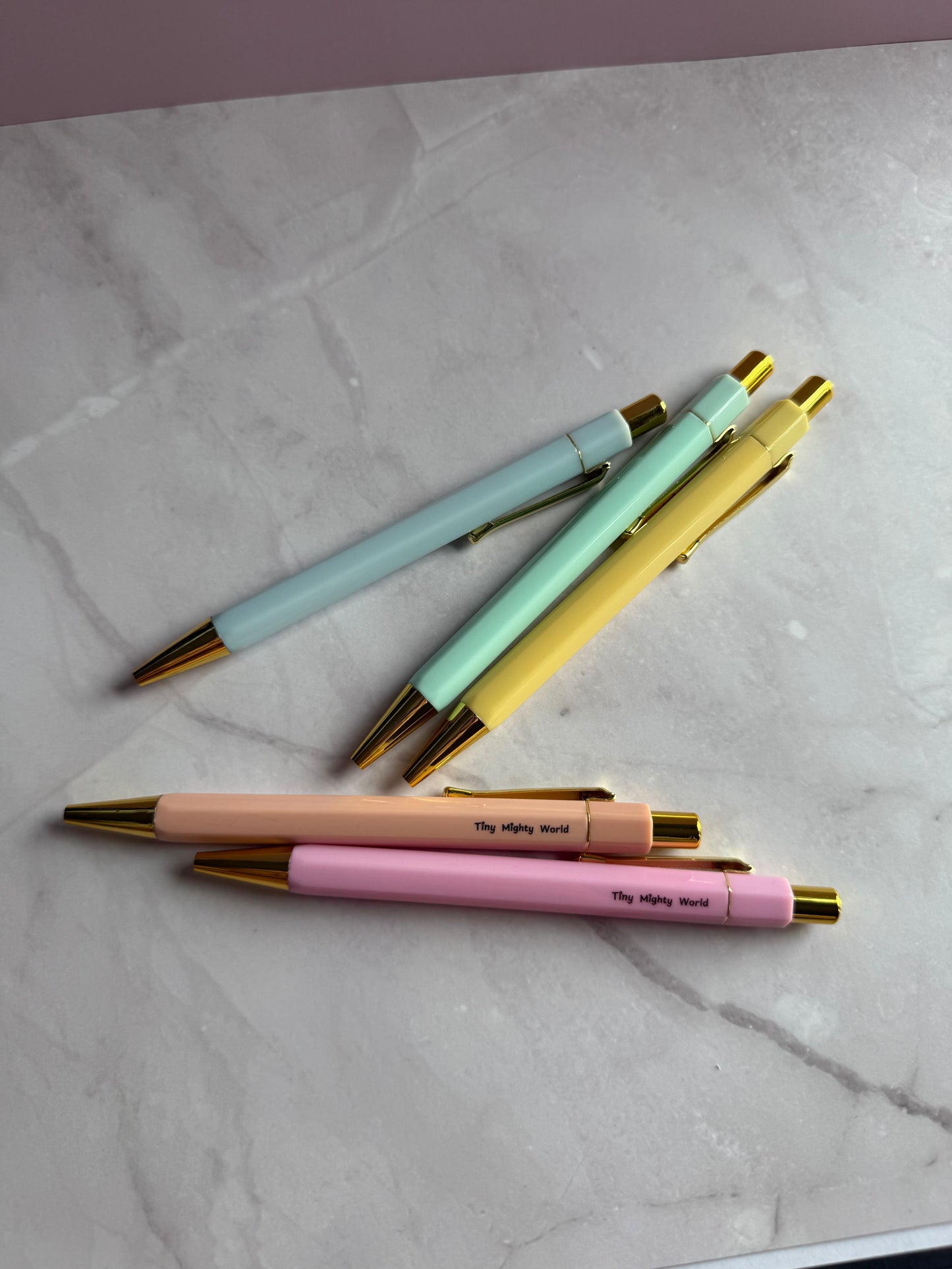Pastel Ballpoint Pen Set | Black Ink | Gold Accent | Tiny Mighty World