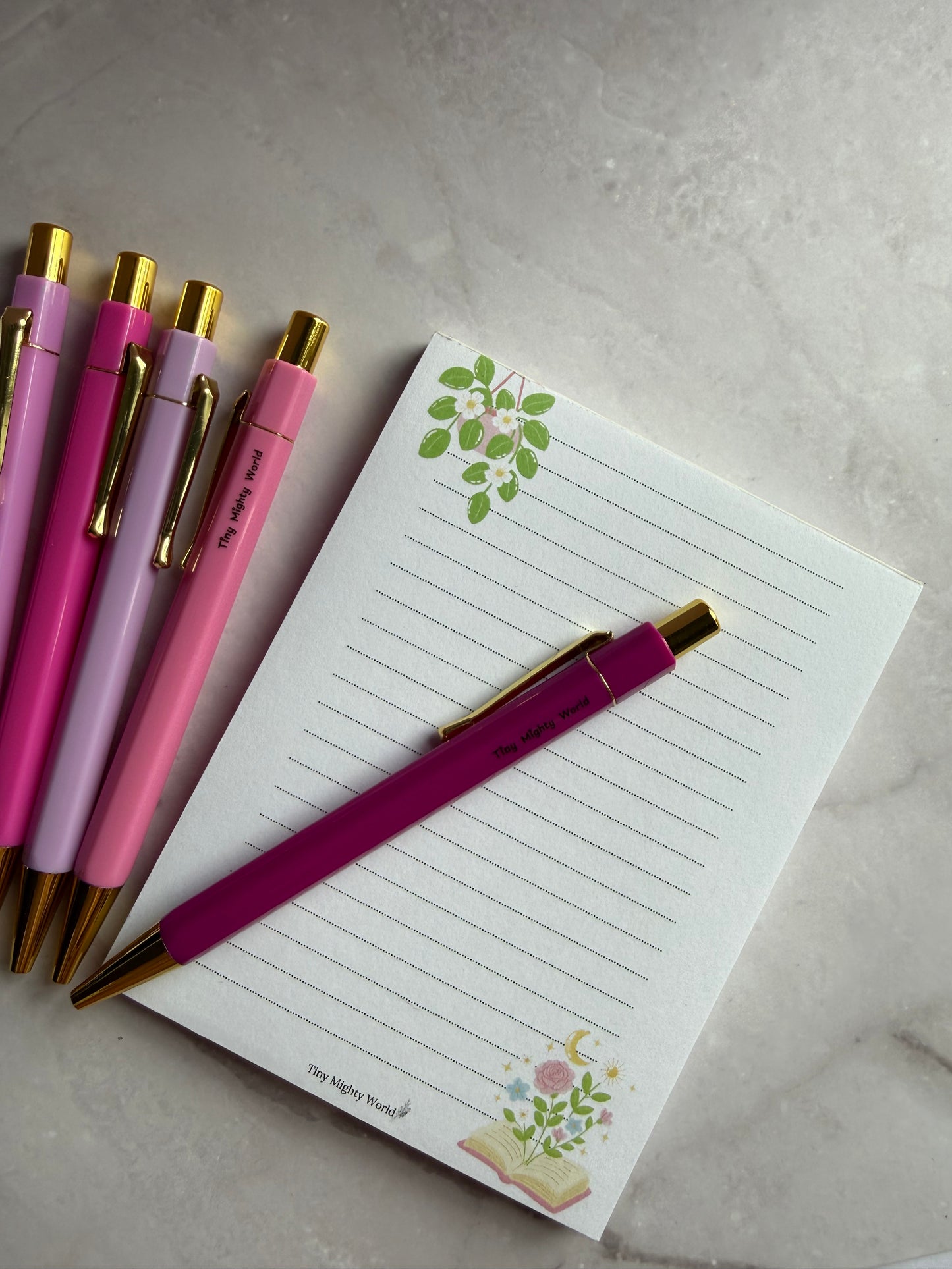 Pastel Ballpoint Pen Set | Black Ink | Gold Accent | Tiny Mighty World