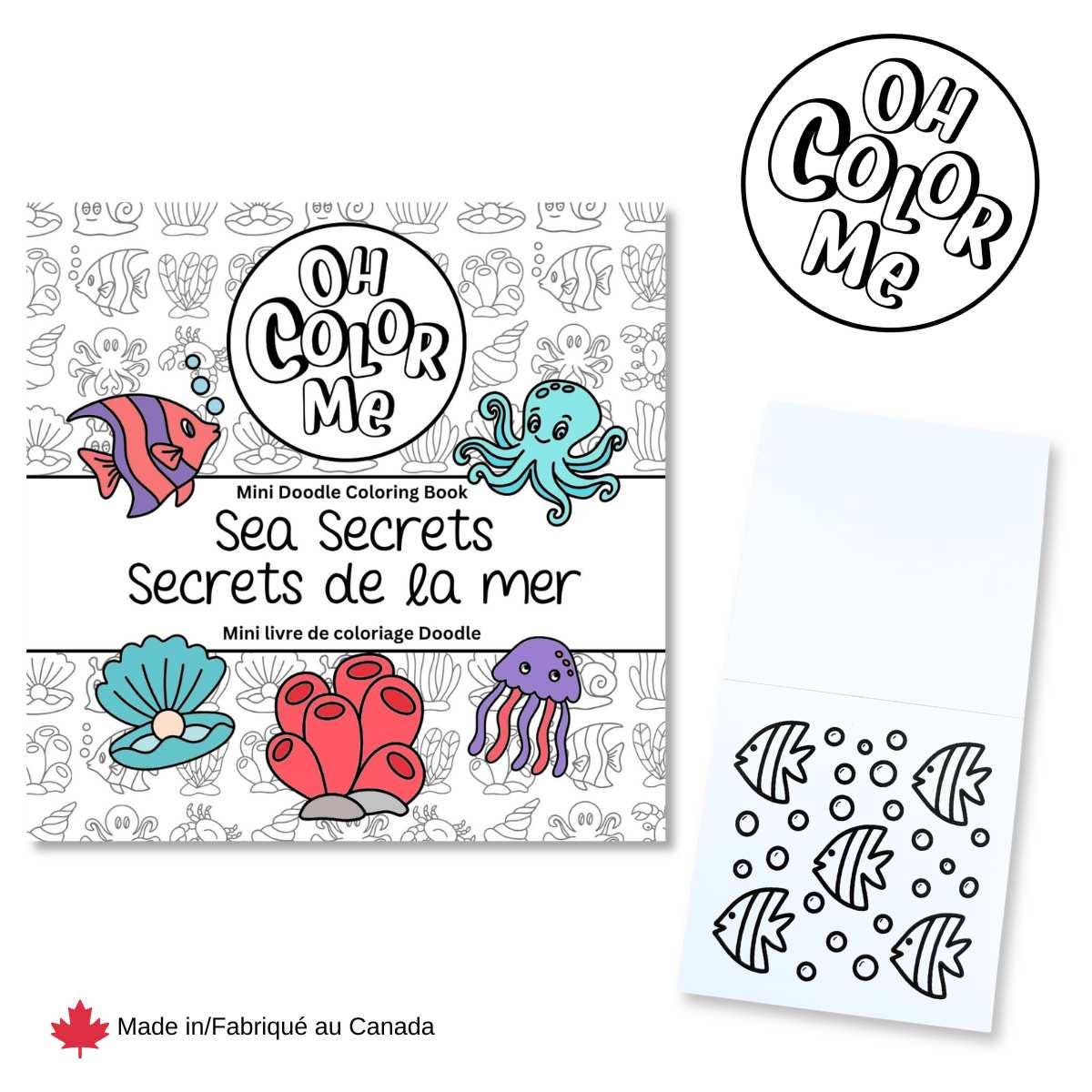 Mini livre de coloriage «Secrets de la mer», 4"x4", cadeaux pour bas de Noël