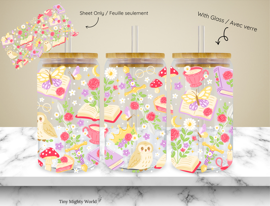UV DTF Decal or Glass Cup – 16oz Cup or Transfer Sheet Option -  Owl Book ButterFly Collection Summer 2026