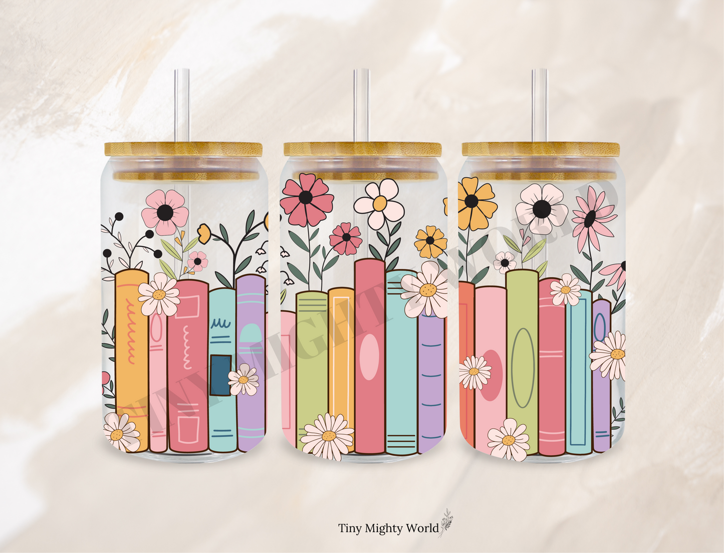 UVDTF Cup 16Oz  - Book Flowers