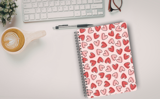 Hearty Pink & Red Notebook | 80 Pages Lined Journal for Writing, School & Work - Letter Size (8.5x11 inch) (Copy) (Copy) (Copy)