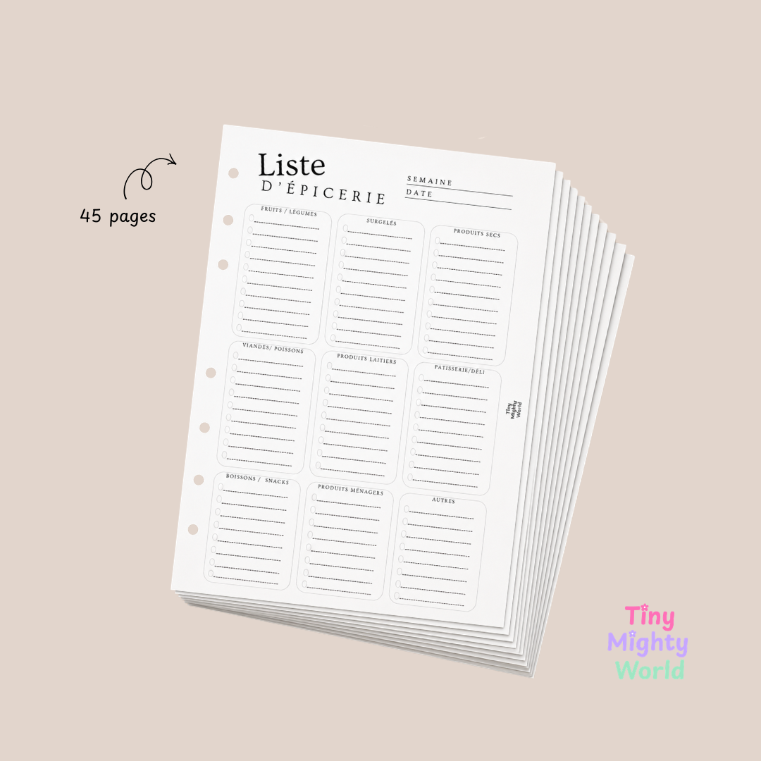 A5 Weekly Meal Planner Inserts | 6-Ring Planner Refill