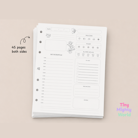 Daily Schedule Insert | A5 6-Ring Planner Refill