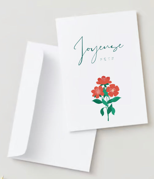 Carte de souhaits Bonne fête fleur rouge