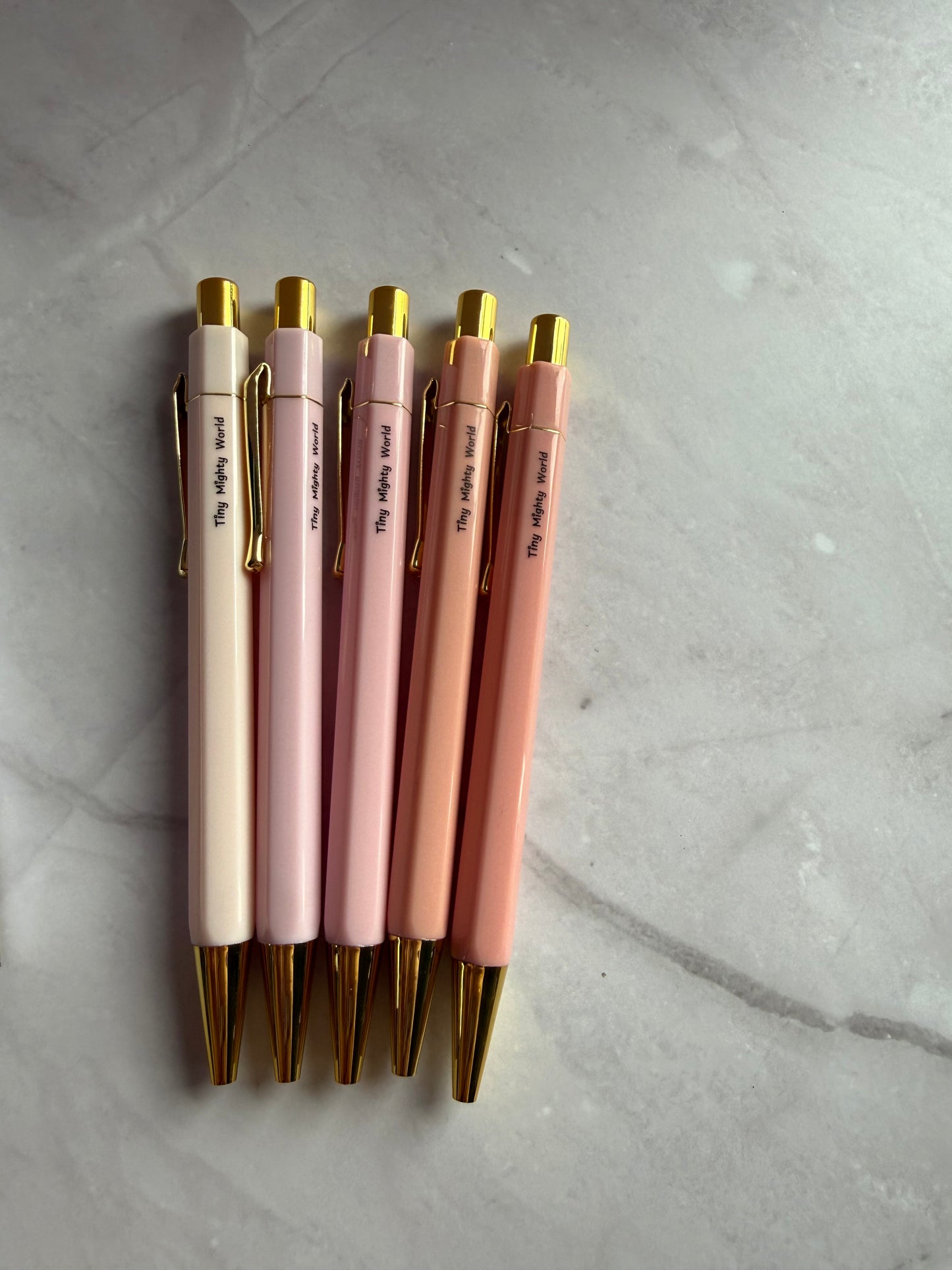 Pastel Ballpoint Pen Set | Black Ink | Gold Accent | Tiny Mighty World