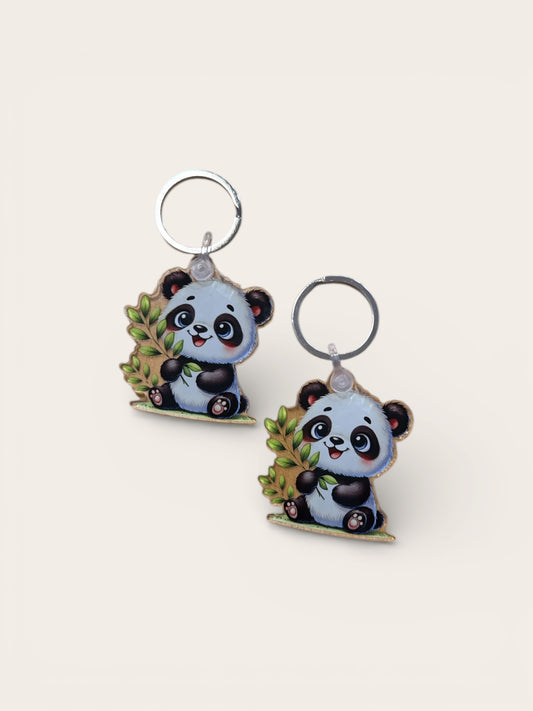 Panda Bamboo Leaf Acrylic Keychain