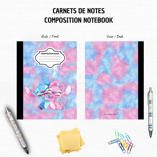 Blue Alien & Pink Alien Bubble Gum- Composition Notebook – 7x10 inches, 100 Lined Pages – Trendy Stationery