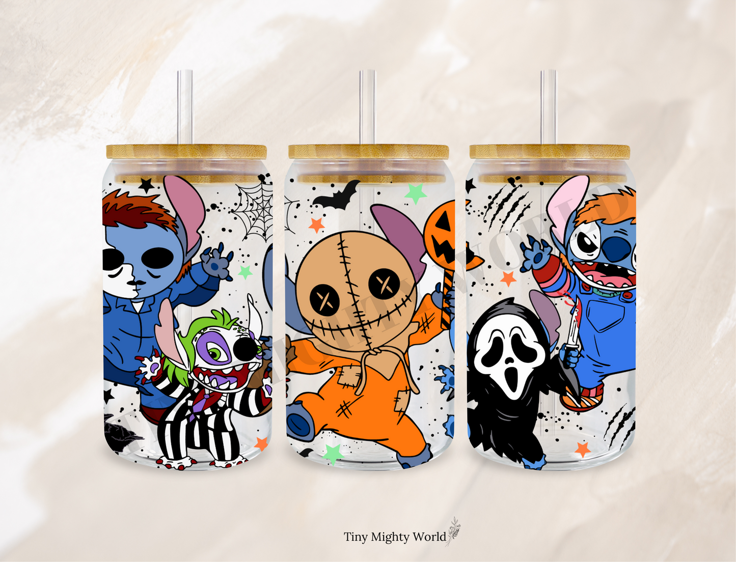 UVDTF Cup 16Oz - Scary Blue Alien Halloween