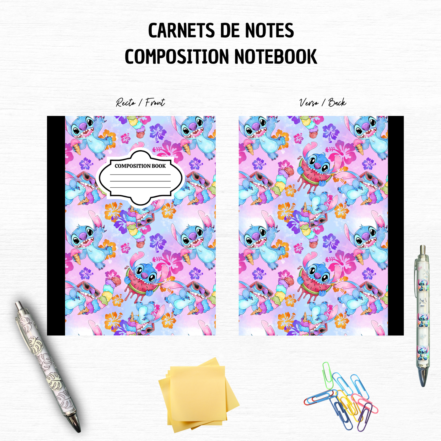 Cahier de composition - Alien Bleu Coloré – 17,78 x 25,4 cm, 100 Pages Lignées – Papeterie Tendance