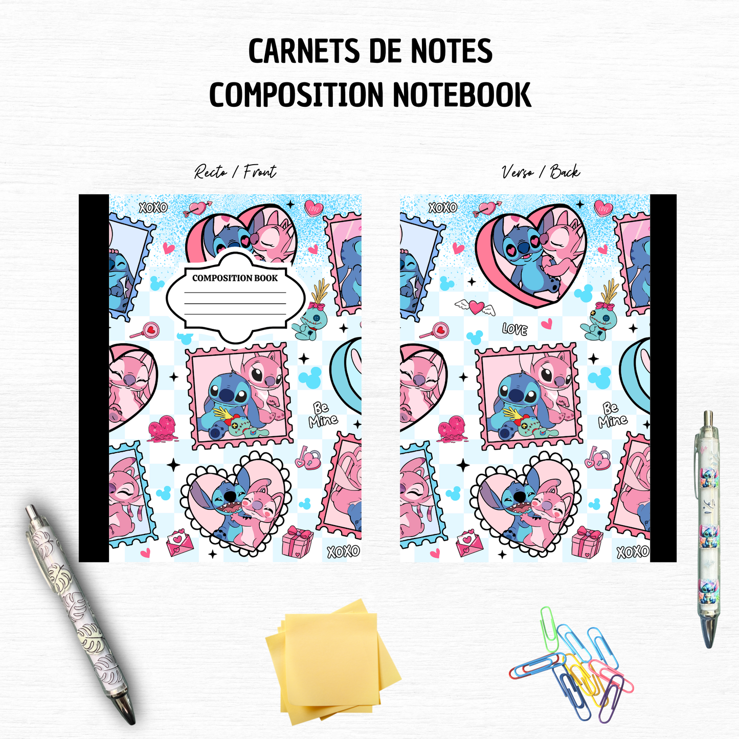 Blue Alien Lovers Valentine - Composition Notebook – 7x10 inches, 100 Lined Pages – Trendy Stationery