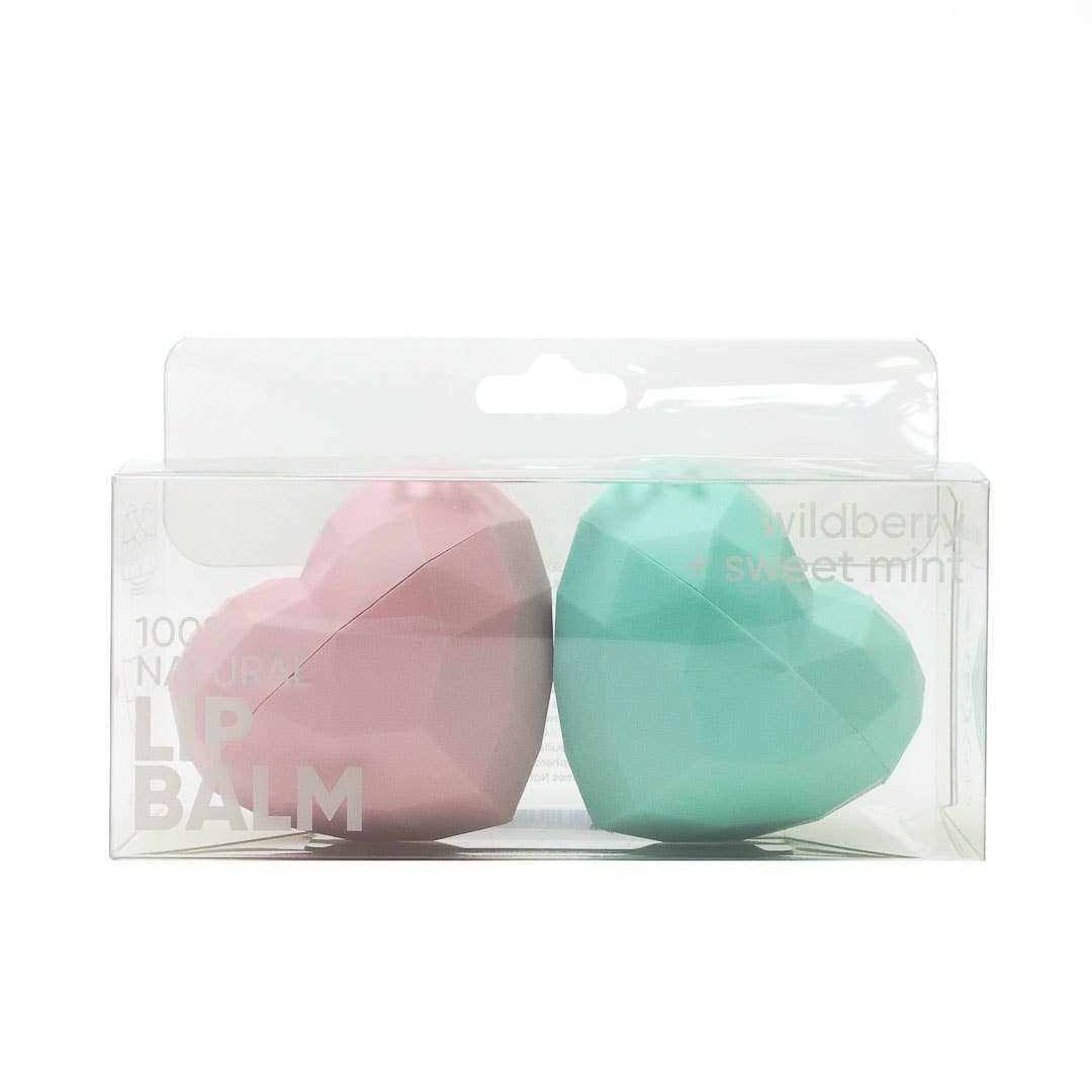 Lot de 2 baumes à lèvres en forme de cœur PEGGABLE 100 % naturel menthe / baies sauvages