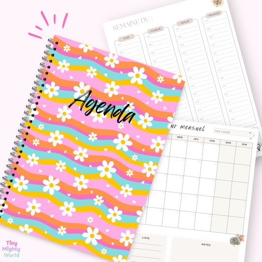 Retro Colorful Flower - Agenda / Planner 2026 - Undated