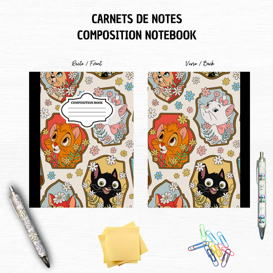 Mix Cats Cartoon - Composition Notebook – 7x10 inches, 100 Lined Pages – Trendy Stationery