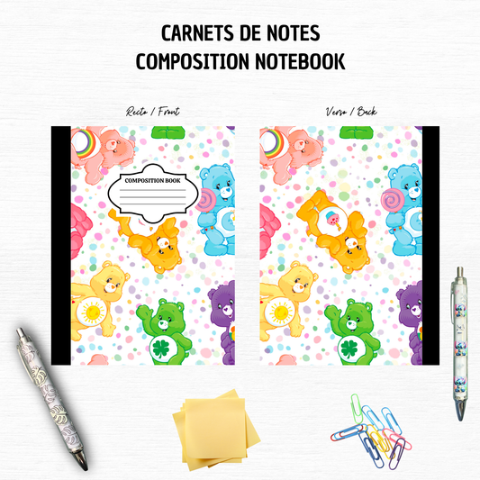 Colorful Bears - Composition Notebook – 7x10 inches, 100 Lined Pages – Trendy Stationery
