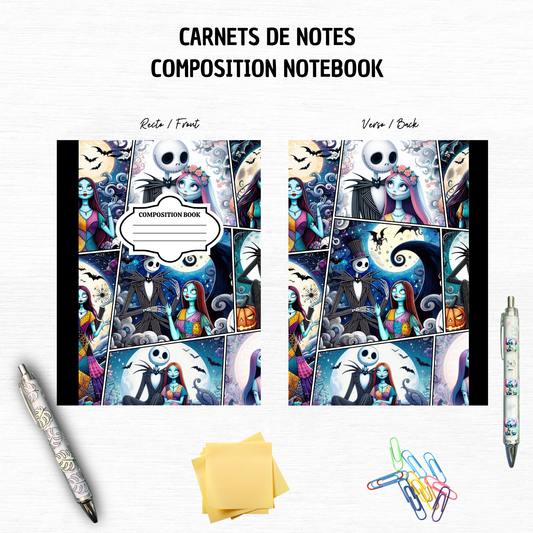 Skeleton J & S- Composition Notebook – 7x10 inches, 100 Lined Pages – Trendy Stationery