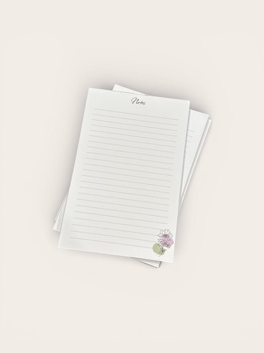 Minimalist Flower Purple Green Book Notepad – Cute Coffee Aesthetic – Lined – 50 Pages