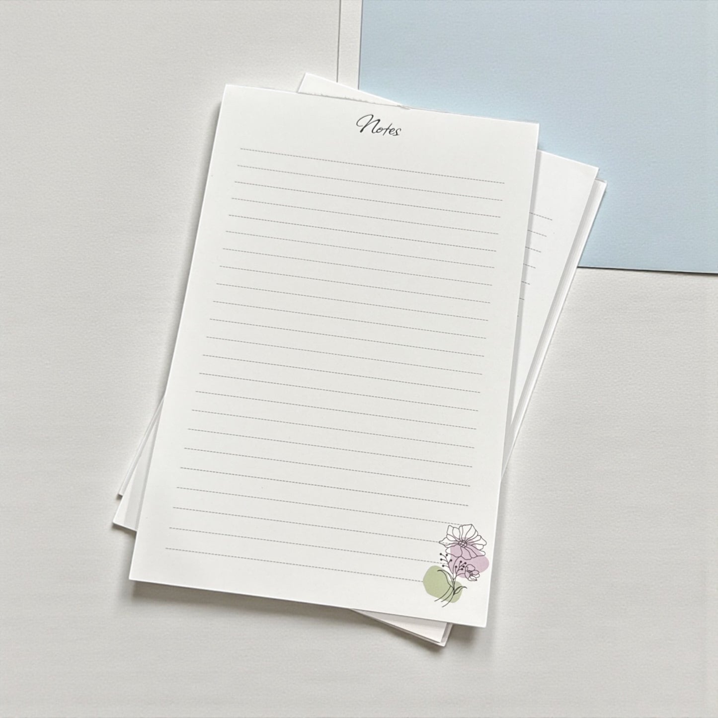 Minimalist Flower Purple Green Book Notepad – Cute Coffee Aesthetic – Lined – 50 Pages