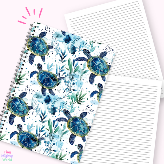 Blue Turtle - Letter Size Lined Notebook – 80 Pages | Minimal Everyday Writing Journal