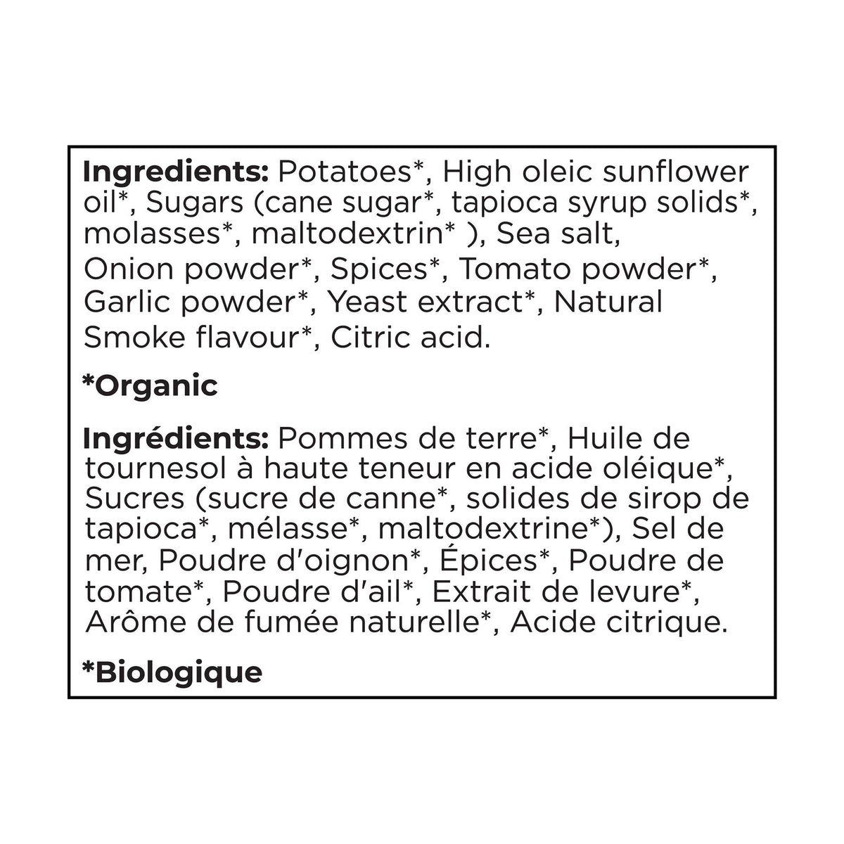 Chips de pommes de terre bio saveur barbecue 135 g