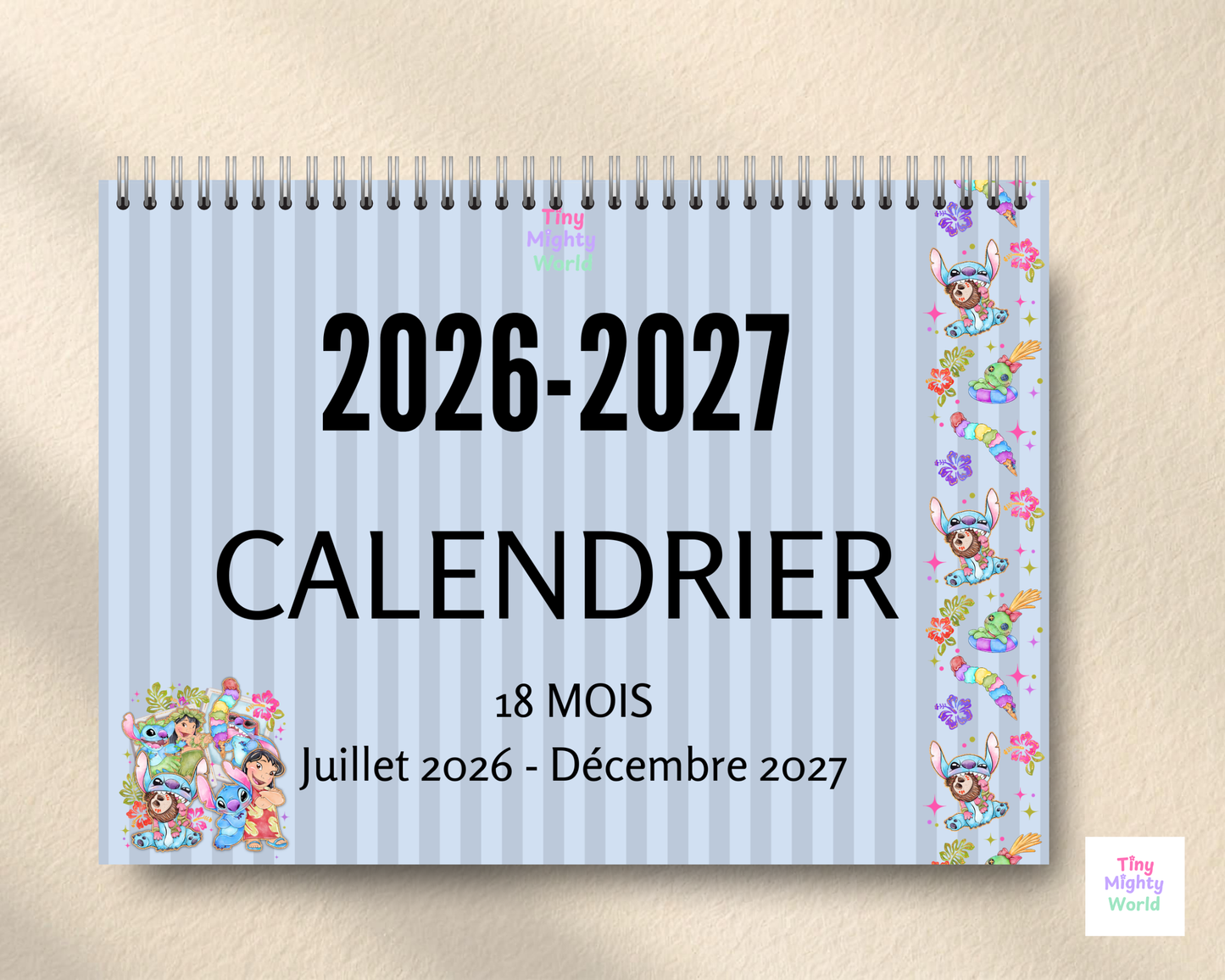 2027 Monthly Wall Calendar - Mix Blue Alien| Cute & Functional Family Planner