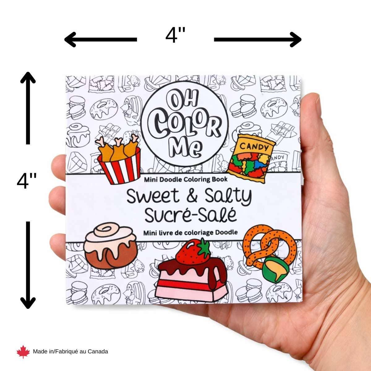 Mini livre de coloriage Sucré & Salé, 4" x 4", petits cadeaux pour les chaussettes de Noël
