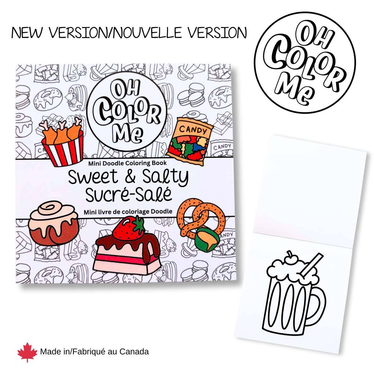 Mini livre de coloriage Sucré & Salé, 4" x 4", petits cadeaux pour les chaussettes de Noël