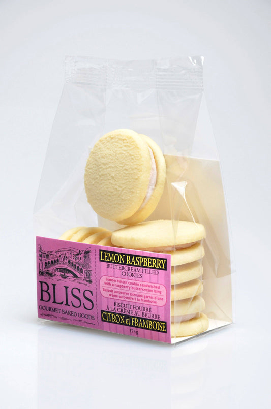 Biscuits fourrés à la crème au beurre citron-framboise