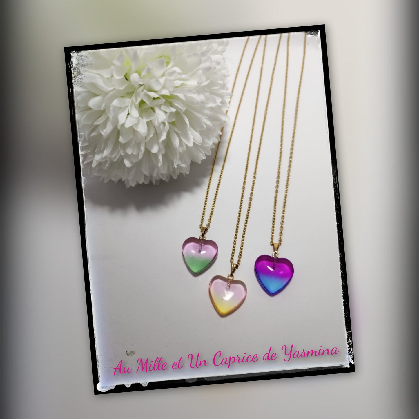 Cœur coloré – Collier minimaliste délicat – Acier inoxydable – Cadeau intemporel