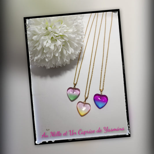 Heart Colorful - Delicate Minimal Necklace – Stainless steel – Timeless Gift