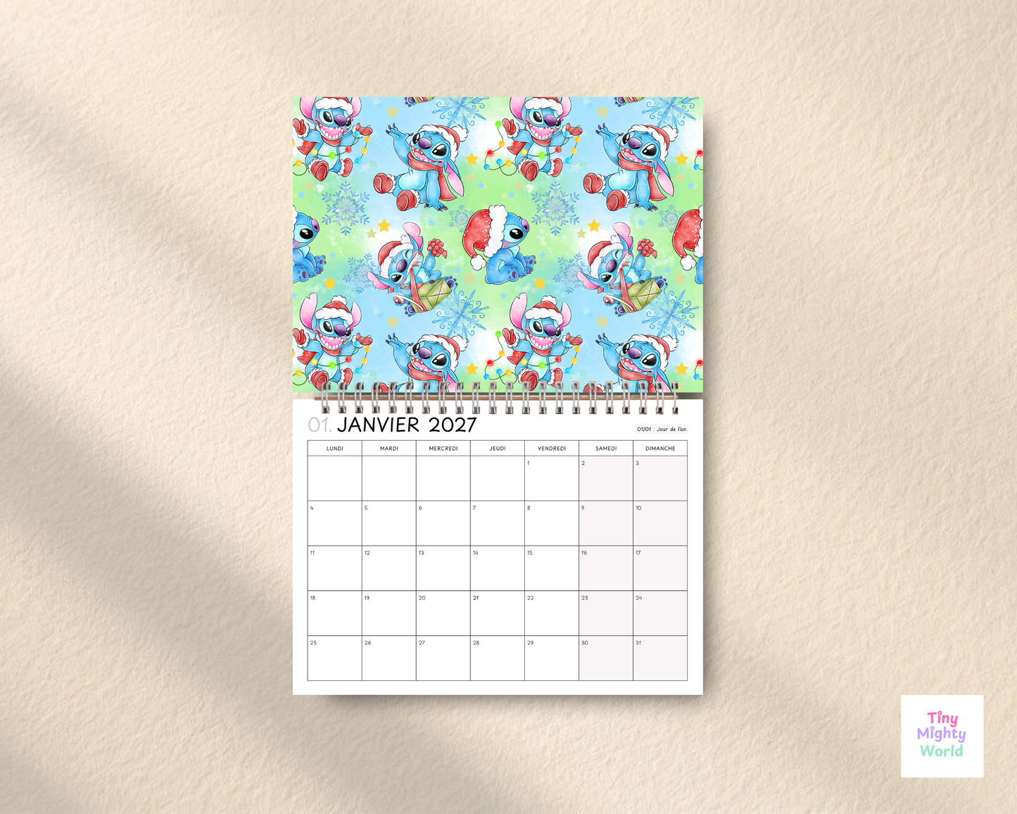 2027 Monthly Wall Calendar - Mix Blue Alien| Cute & Functional Family Planner