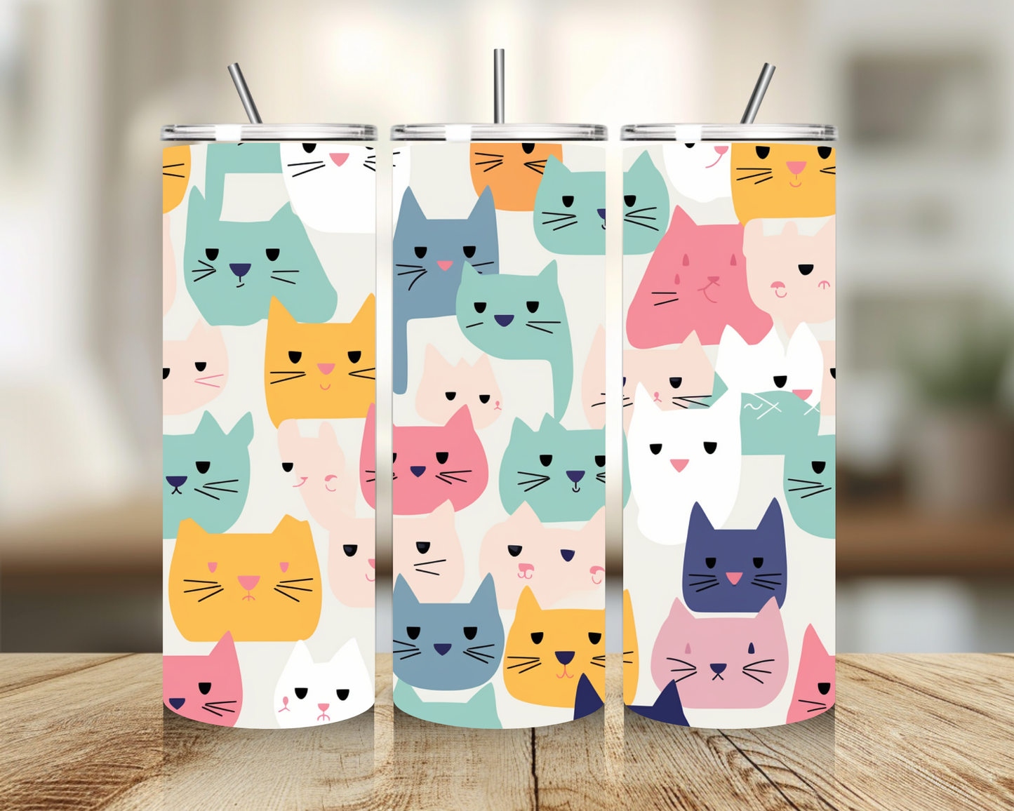 Tumbler 20 oz - Mix Color Cat  Tumbler - Insulated Stainless Steel