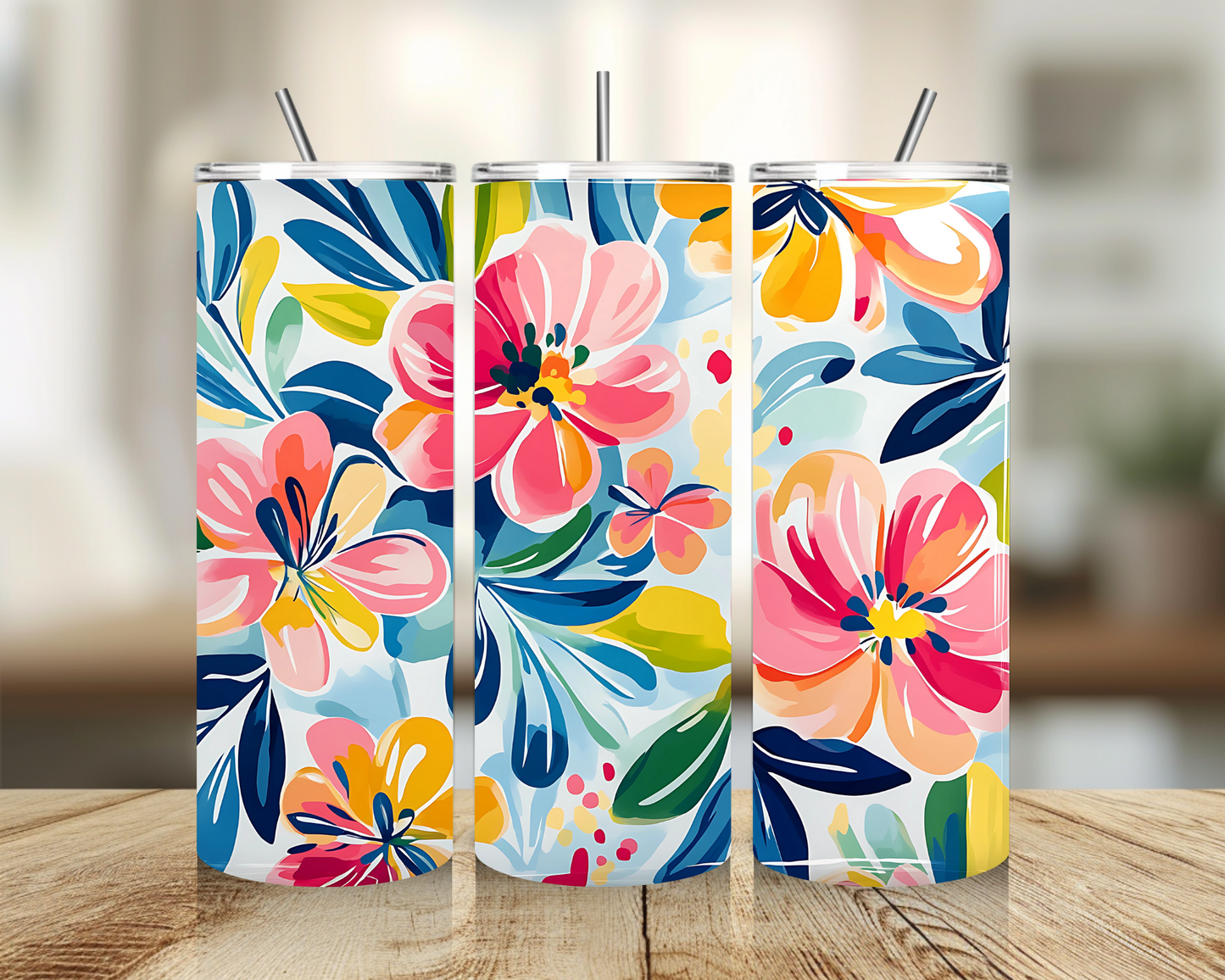 Tumbler 20 oz - Mix Color Flower  Tumbler - Insulated Stainless Steel