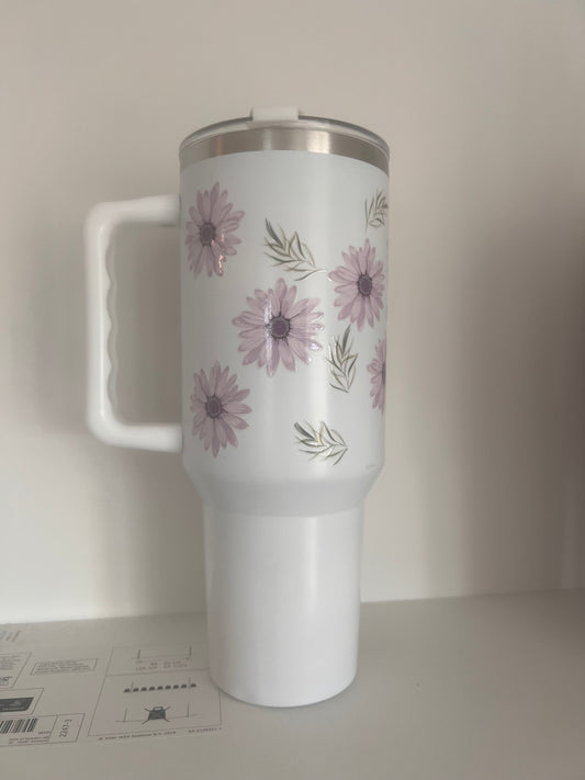 Purple Flower UVDTF Tumbler 40oz