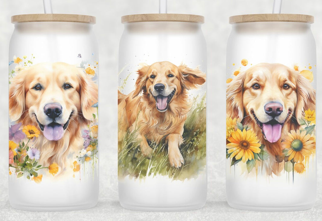 UVDTF Cup 16Oz - Goldent Retriever Flower